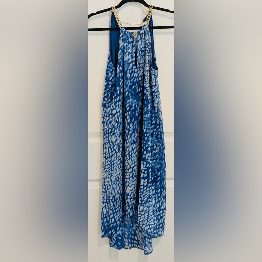 Michael Kors Teal Blue Animal Print Midi Dress